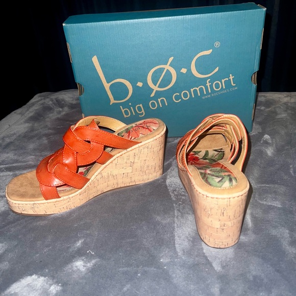 Never worn! b.o.c Wedges “Cora” Orange Size 10 - Picture 3 of 3